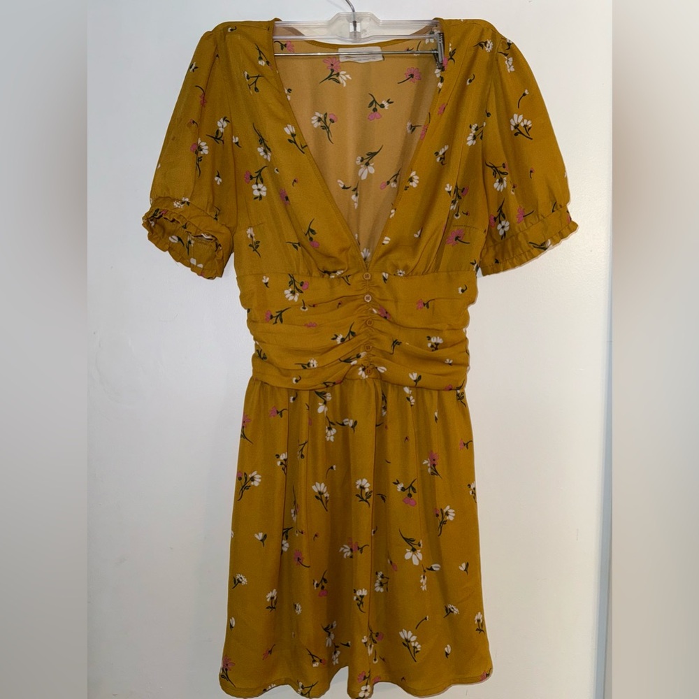 Urban Outfitters Mustard Floral Mini Dress